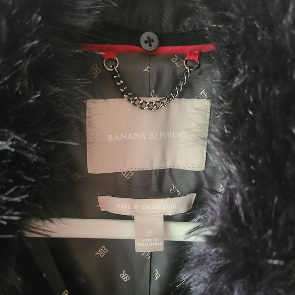 Banana Republic Faux Fur Trim Bow Coat, Size Small - Picture 6 of 8